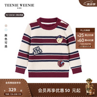 TEENIE WEENIE Kids小熊童装26年秋冬新款男女宝宝条纹套头棉毛衣 象牙白 90 cm