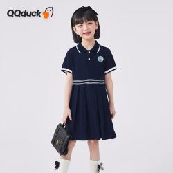 可可鸭女童连衣裙JK海军风藏蓝130CM