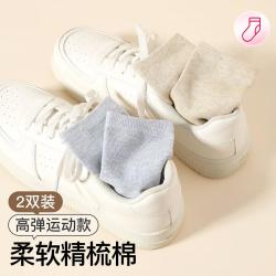 芬腾 2双装纯色百搭休闲运动袜短袜柔软透气女士袜子女