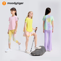 今日必买：moodytiger 女童短袖T恤速干吸汗夏季儿童高弹柔软印花运动上衣 蕙兰紫|建议拍大一码 130 cm