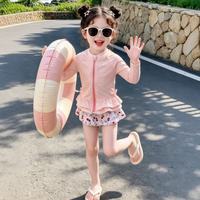 南木熊 女童泳衣女孩速干分体套装宝宝长袖泳装裙子甜美海边度假中小童 110cm