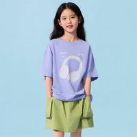 GXG kids夏季新款儿童T恤中大童宽松休闲印花短袖 蓝紫色 160