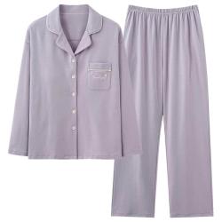顶瓜瓜 女士纯棉长袖开衫家居服套装