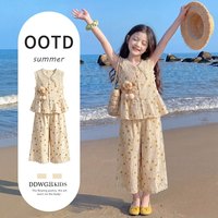 兜兜王国 小女孩独特漂亮套装夏季2026新款儿童薄款裤子穿搭女童巨好看夏装 波点套装 150