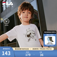 FILA X MICKEY MOUSE联名斐乐儿童短袖T恤2026夏季新款男小童上衣 标准白-WT 130