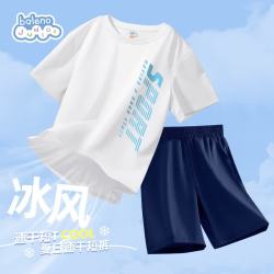 班尼路 男童夏季套装儿童短袖速干衣运动服青少年训练服夏装短裤两件套薄