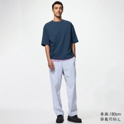 优衣库 484784 弹力棉质九分裤 湖蓝色 3XL