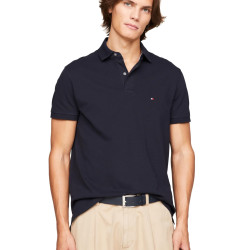 TOMMY HILFIGER 男士有机棉修身短袖Polo衫 沙漠天空 Medium