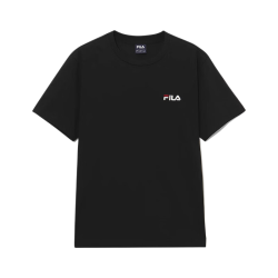 FILA 拼色小标纯棉混纺 黑色 M 运动T恤