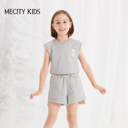 米喜迪 MECITY KIDS米喜迪女童小logo针织无袖恤短袖T恤