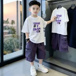 猴兄仔 童装男童夏装套装2026新款夏季男孩短袖中大儿童运动薄款酷帅衣服