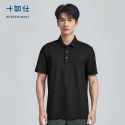 十如仕 短袖polo衫男春夏季透气吸湿速干翻领商务休闲通勤 t恤 P12-01 黑色 L