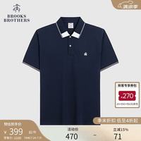 Brooks Brothers 男士拼接领口休闲Polo衫 藏青色 S