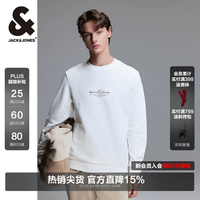 杰克琼斯 杰克·琼斯（JACK&JONES）秋季纹理感针织面料舒适基础百搭字母刺绣长袖卫衣224333014 奶白A42 常规 奶白A42 175/96A/M