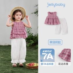 jellybaby 新品夏款女童梭织娃娃衫裤子中童