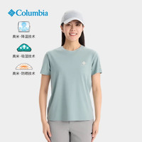 Columbia 26春夏短袖t恤女户外防晒UPF50冰感降温透气吸湿速干T恤XR9215 461 破晓蓝 L