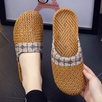 NSYCA 竹拖鞋 夏季藤草编织凉拖鞋轻便居家情侣男女透气草席竹编 灰色/包头 28男(42~43码)