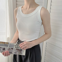 外穿螺纹白色吊带背心女夏季2023新款内搭打底防走光无袖短款上衣