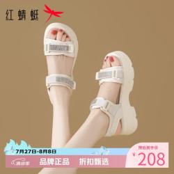 红蜻蜓 女鞋休闲运动凉鞋 夏季轻便一字带凉鞋百搭优雅女士沙滩凉鞋子