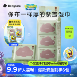 babycare 便携紫盖湿巾湿纸巾旅行装6抽/包*6包