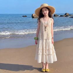 巴莱恩娜 女童夏套装2026新款女大童洋气沙滩裙儿童夏季波西亚风海边连衣裙 连衣裙 120 cm