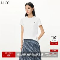 LILY 简约正肩纯色百搭通勤圆领套头短袖T恤