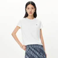 LILY 【简约正肩】基础款内搭纯色通勤圆领套头短袖女T恤