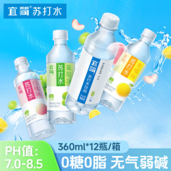 宜简 无气苏打水果味无糖弱碱饮品 瓶 360ml*12瓶
