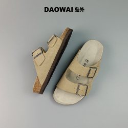 岛外 DAOWAI 女士复古牛反绒凉拖鞋 R2318