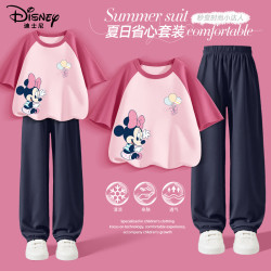 迪士尼乐园 迪士尼（Disney）童装儿童运动套装2026夏季新款舒适纯棉女童短袖T恤宽松男童夏装