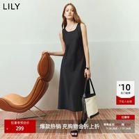 LILY 简约气质斜裁百搭通勤无袖收腰背心裙
