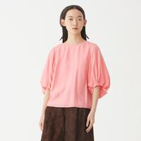 限尺码：噢姆 粉红色青春自然圆领宽松泡泡袖活力通勤女式衬衫