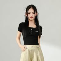 I.T it ccaabb夏季休闲圆领女式短款短袖T恤修身偏小一码