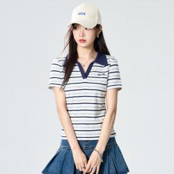 I.T CAB 女士条纹短袖POLO衫
