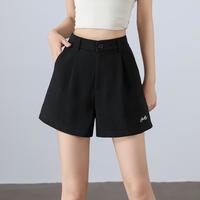 I.T it ccaabb黑色短裤女夏季宽松垂感休闲直筒显瘦高腰a字裤