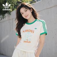 adidas 三叶草 夏季南法假日度假风休闲运动短袖T恤上衣