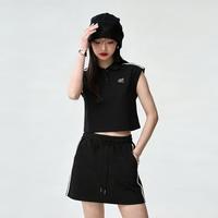 I.T it ccaabb女装夏季运动翻领无袖T恤系绳休闲短裙两件套