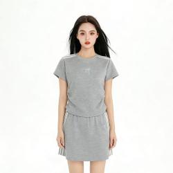 I.T ccaabb女装夏季圆领修身短袖T恤松紧腰短裙两件套