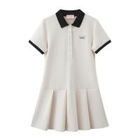 I.T it ccaabb女装夏季学院风休闲百搭超好看翻领百褶连衣裙