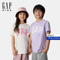 Gap 女童2026春季新款纯棉logo印花短袖T恤两件装儿童装上衣893575