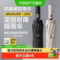移动端、88VIP：PISSA 全自动雨伞 JHYD93 晴雨两用三折伞 24骨米色/耀石黑/8骨黑色/米色 加固防风防晒