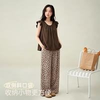 安之伴 纯棉巨凉感 豹纹背心套装 生巧棕 M 睡衣家居服