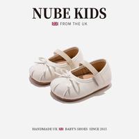 NUBEKIDS英国童鞋宝宝鞋子婴儿学步鞋春秋季新款女童时尚公主皮鞋 杏仁米 19 内长13.6cm 适合脚长13.1cm左右