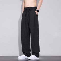 CronetKcnsy 亚麻天丝 冰感透气 黑色 M 男士休闲裤