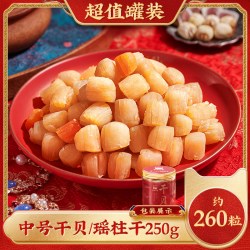 北海印象 干贝瑶柱大号淡晒淡干海鲜干货250g扇贝肉元贝拍2份500g