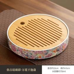 棠门 仿古珐琅彩万花干泡盘
