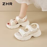 则则 凉鞋女2026夏季新款厚底外穿舒适女鞋轻质运动百搭鞋子女 米色 39