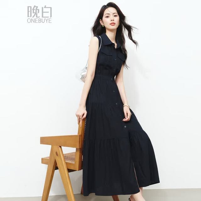 晚白 亲肤棉麻 无袖连衣裙