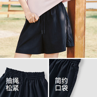森马 木耳边松紧腰宽松直筒垂坠感 女士休闲短裤