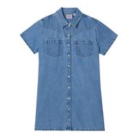 Levi's 李维斯 女士美式休闲蓝色牛仔短袖衬衫连衣裙